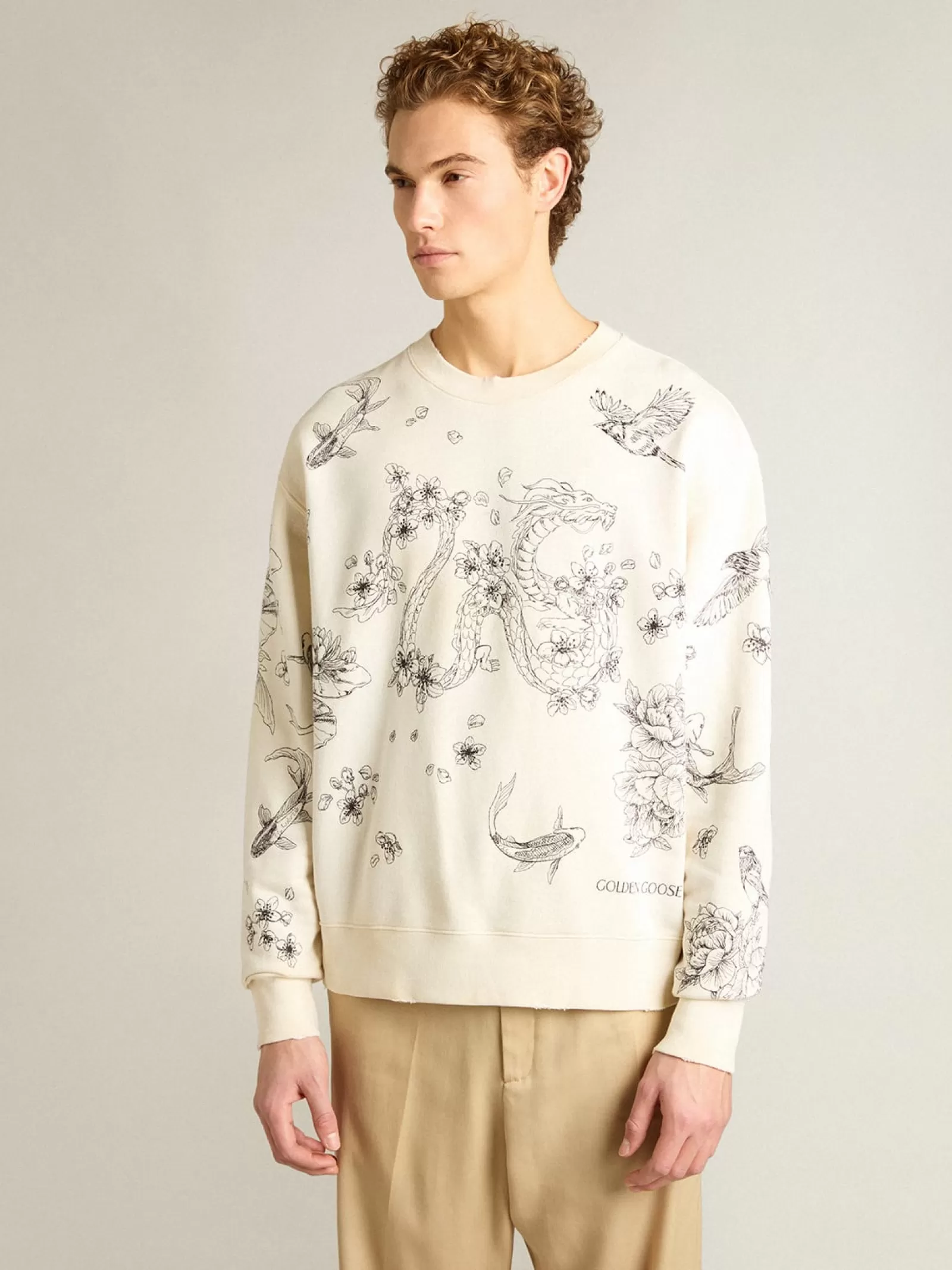 Sweat-shirt CNY blanc vieilli | Golden Goose Best