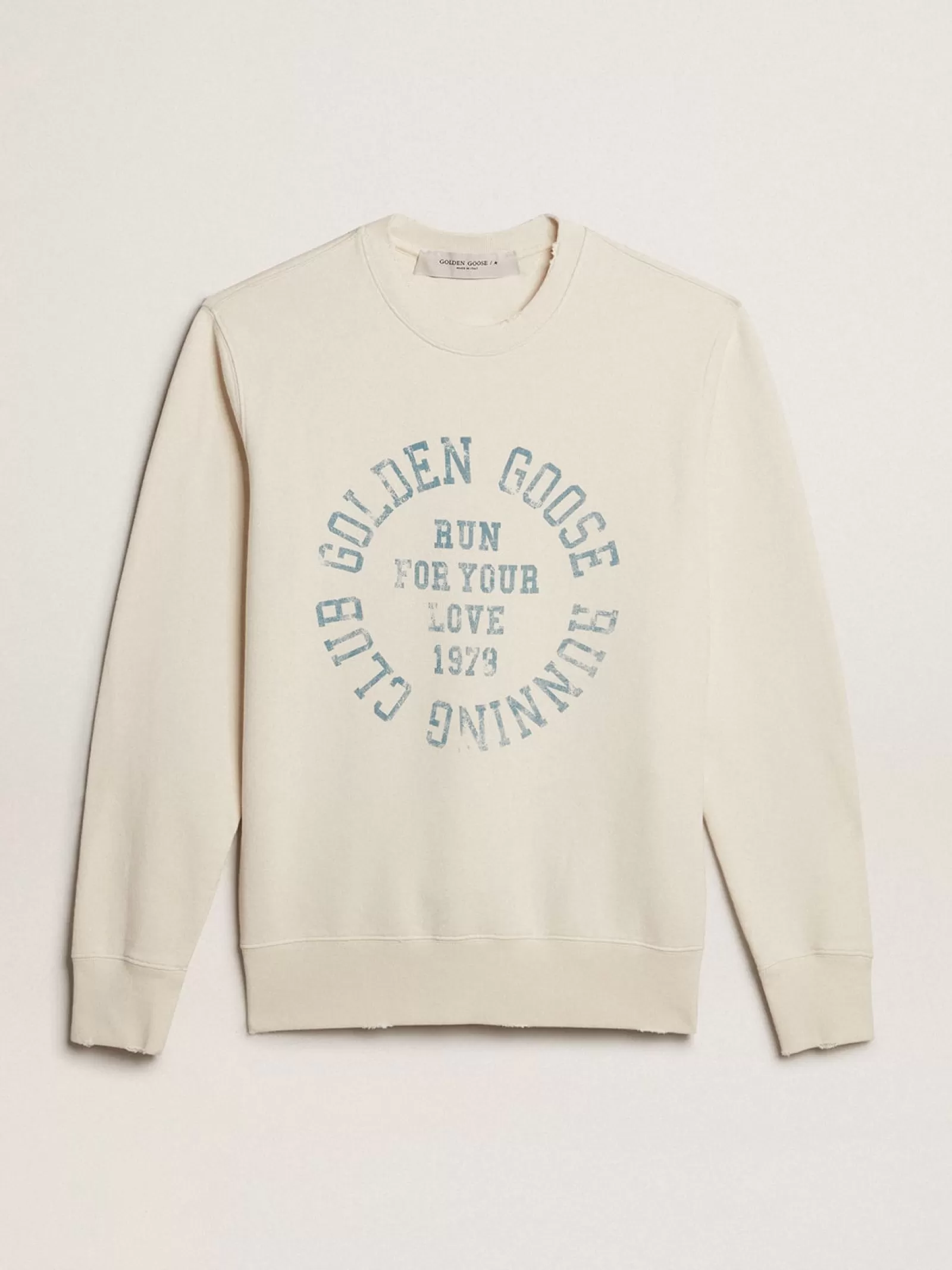 Sweat-shirt en coton blanc vieilli | Golden Goose Cheap