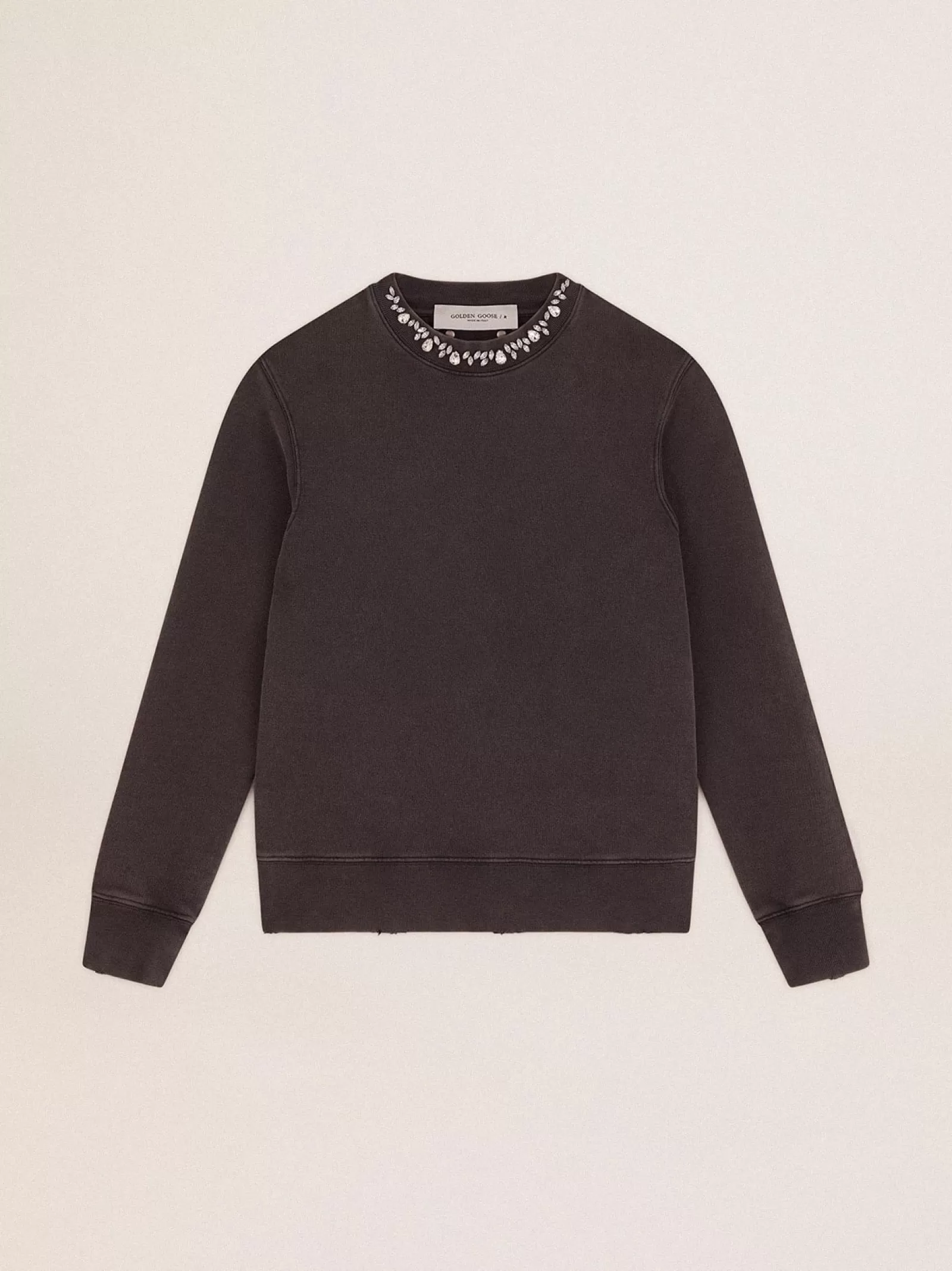 Sweat-shirt femme gris anthracite avec cristaux | Golden Goose Best Sale