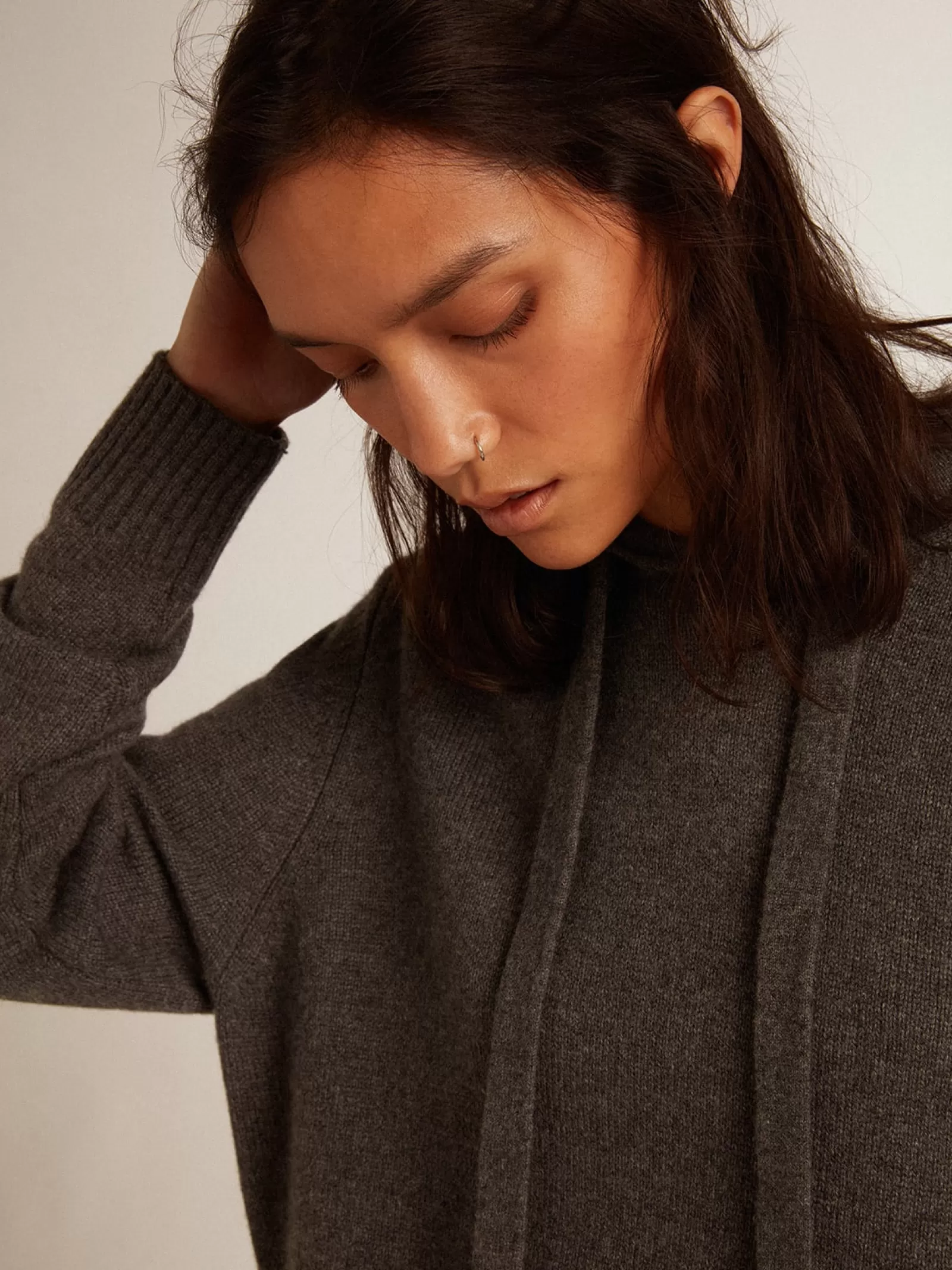 Sweat-shirt pour femme en cachemire mélangé à capuche gris | Golden Goose Flash Sale