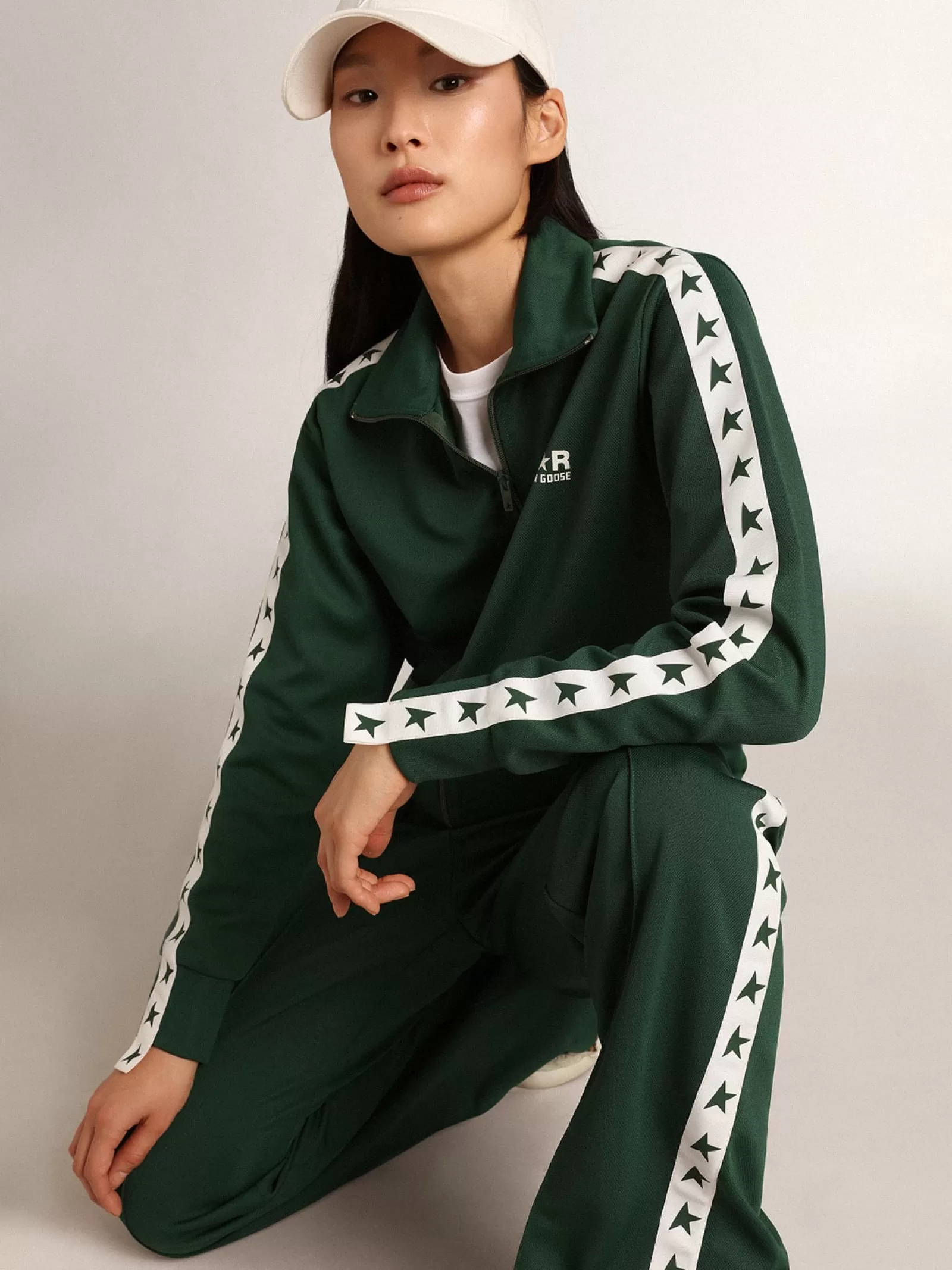 Sweat-shirt zippé femme couleur vert brillant | Golden Goose Cheap