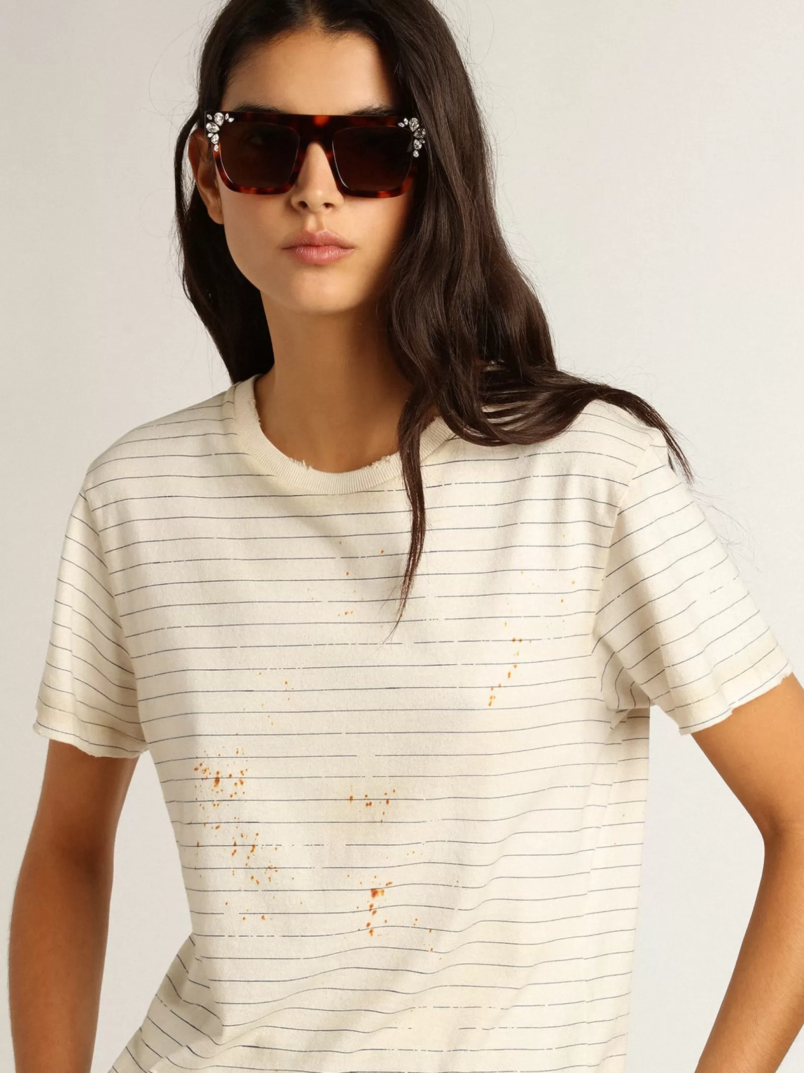 T-shirt blanc effet notebook ancien | Golden Goose Flash Sale