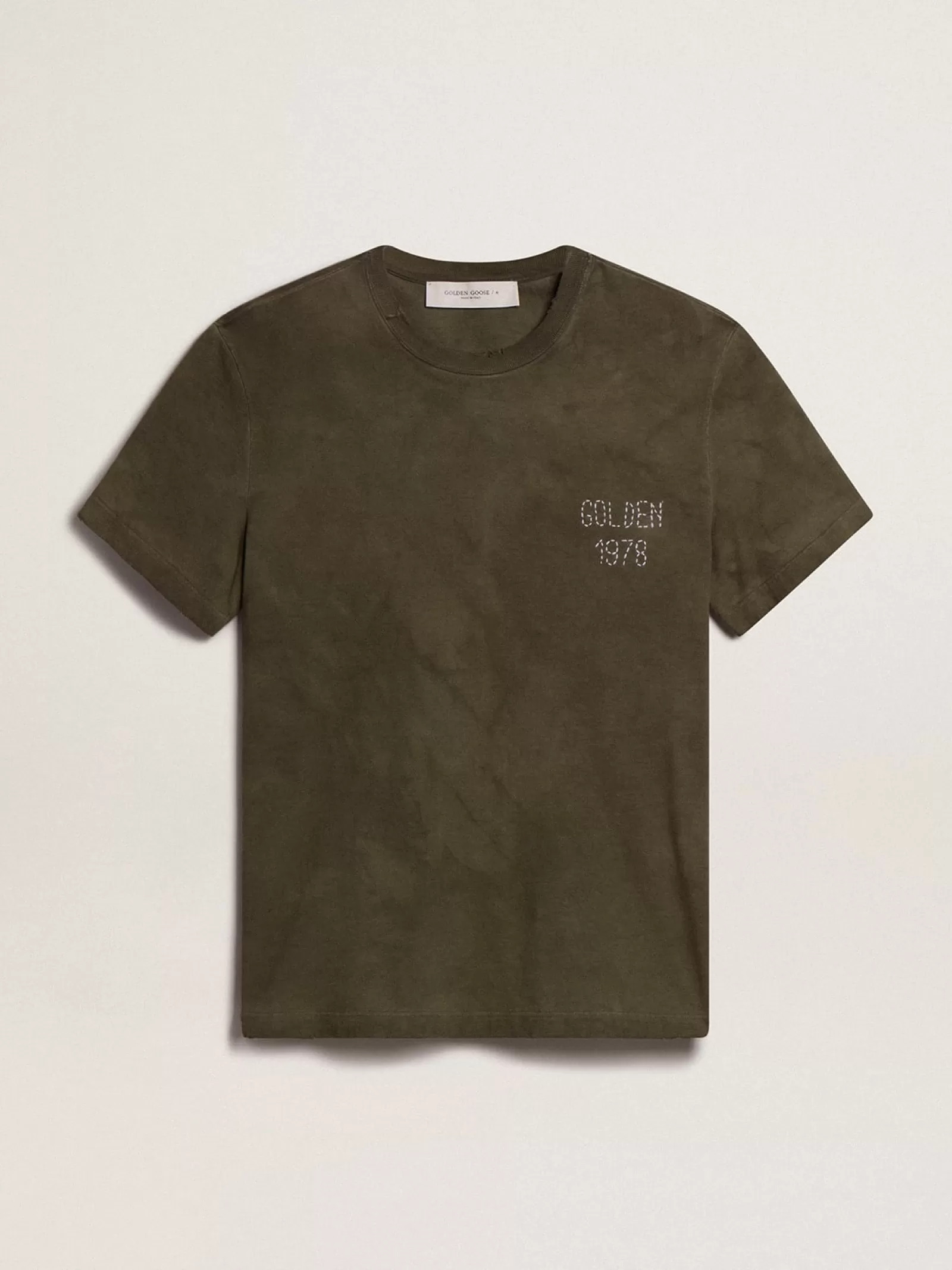 T-shirt en coton couleur hêtre avec broderie sur le devant | Golden Goose Cheap