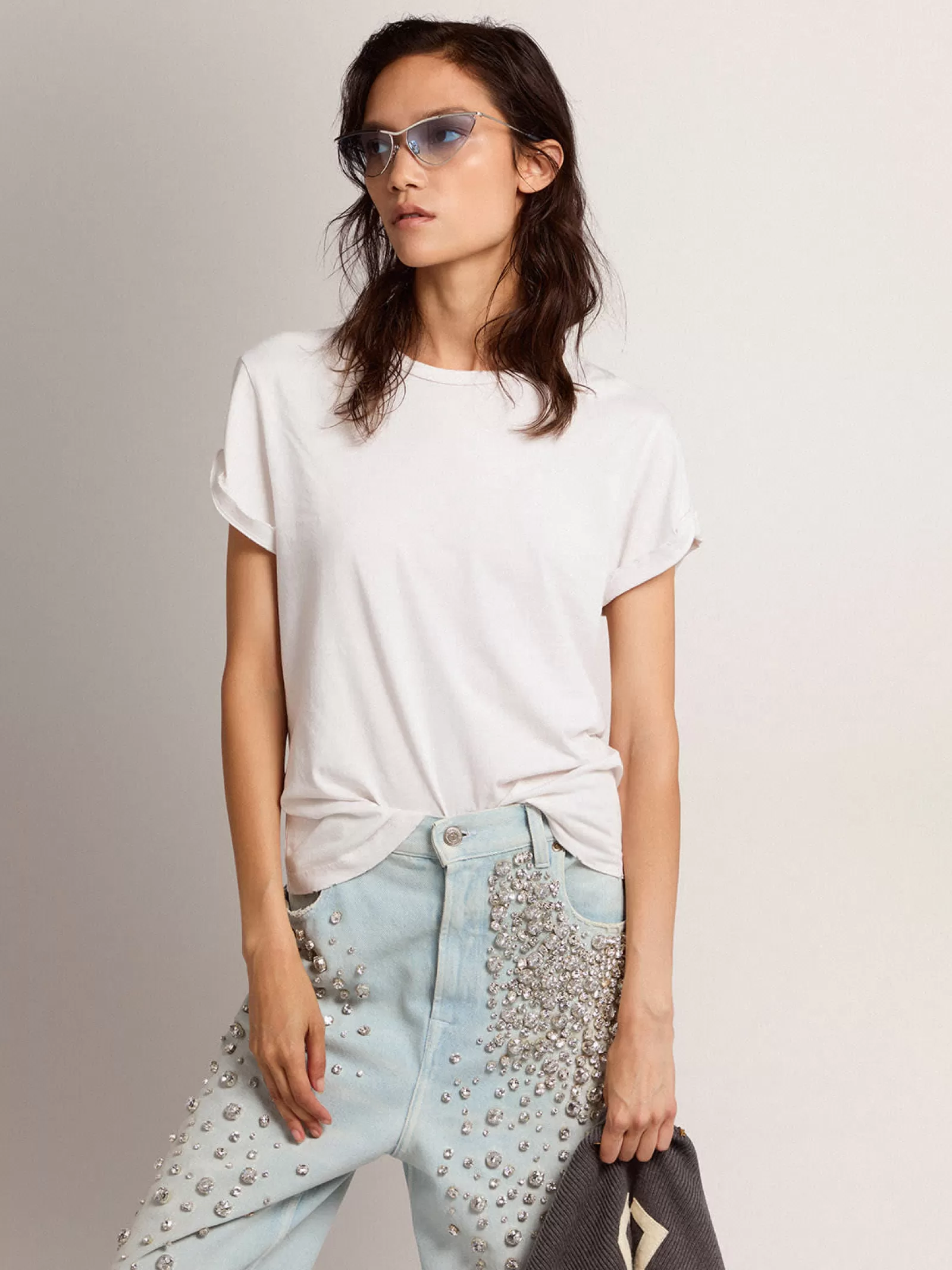 T-shirt femme blanc à l’effet usé | Golden Goose Clearance