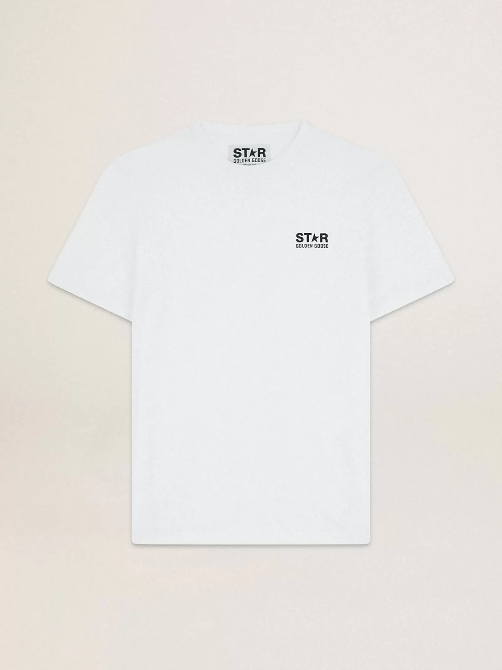 T-shirt femme blanc avec logo et étoile noirs contrastés | Golden Goose New