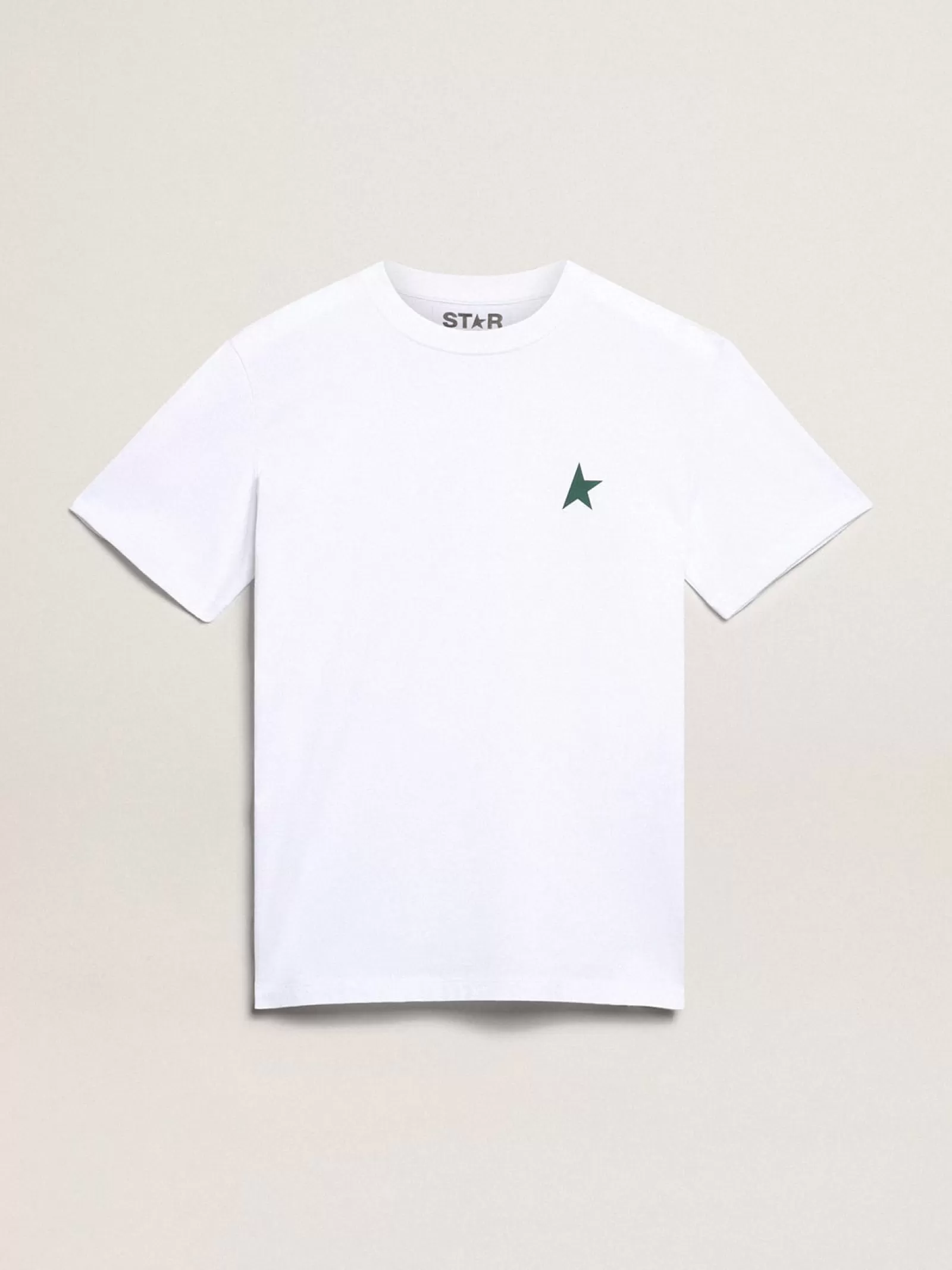 T-shirt femme blanc avec étoile verte sur le devant | Golden Goose Best