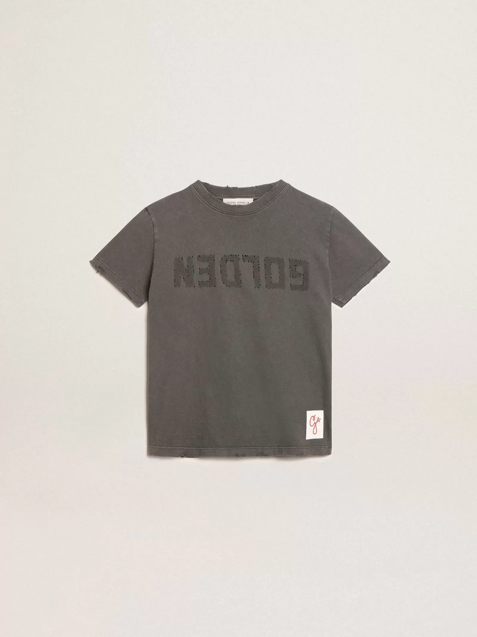 T-shirt gris pour garçon à l’effet usé | Golden Goose New