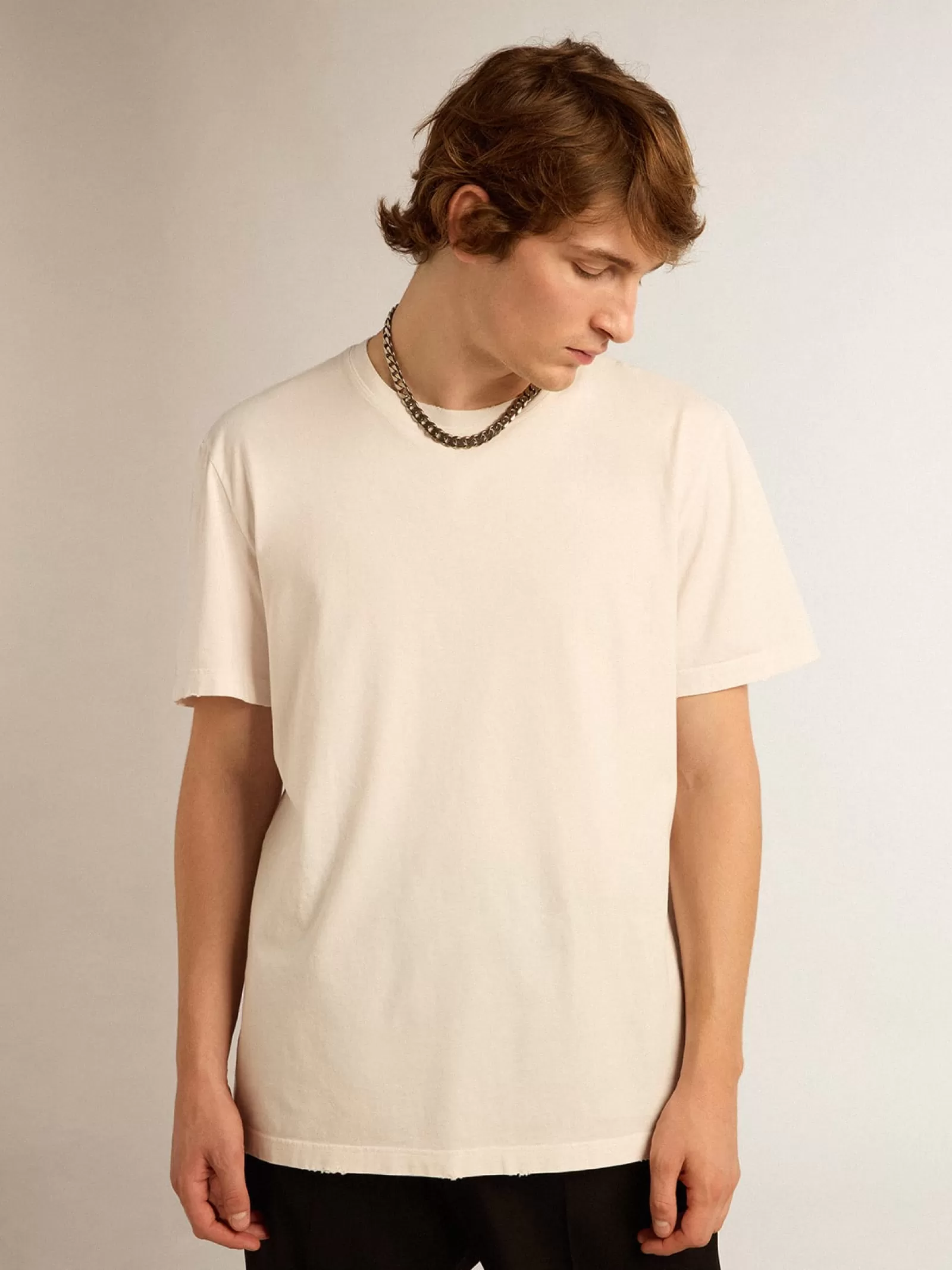 T-shirt homme blanc à l’effet usé | Golden Goose Discount