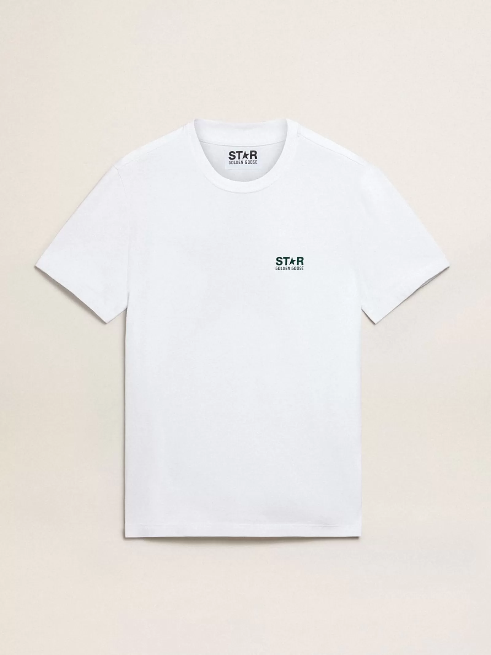 T-shirt homme blanc avec logo et étoile verts contrastés | Golden Goose Best Sale