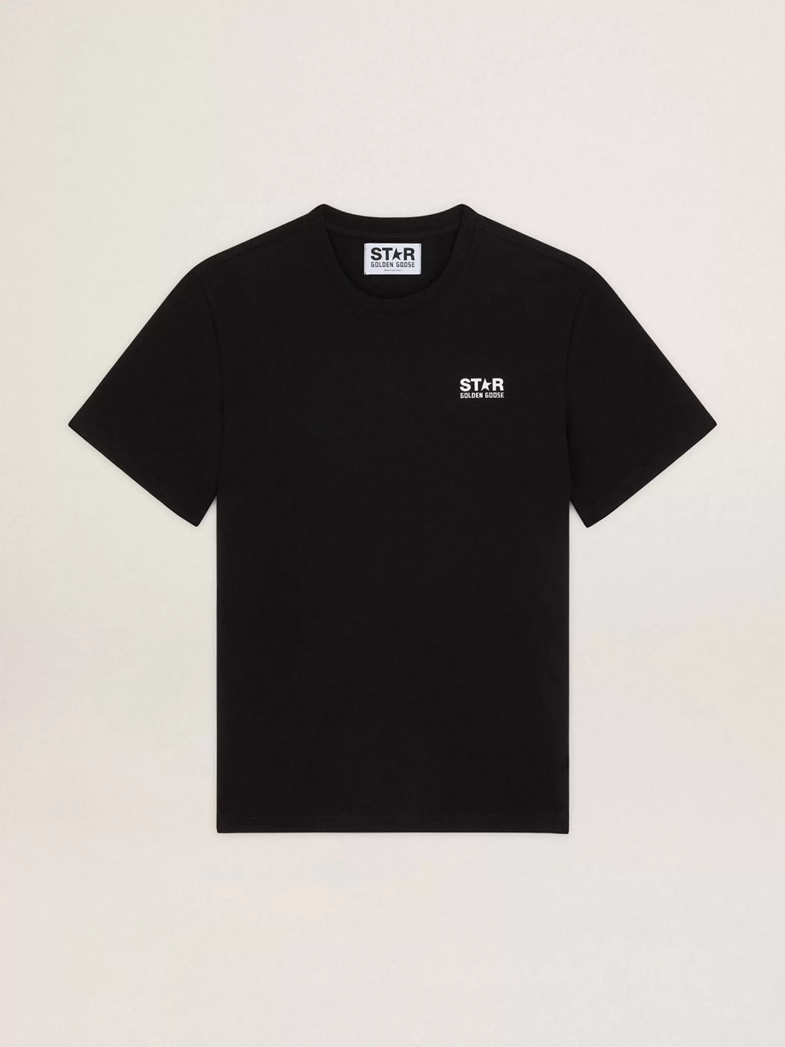 T-shirt homme noir avec logo et étoile blancs contrastés | Golden Goose Flash Sale