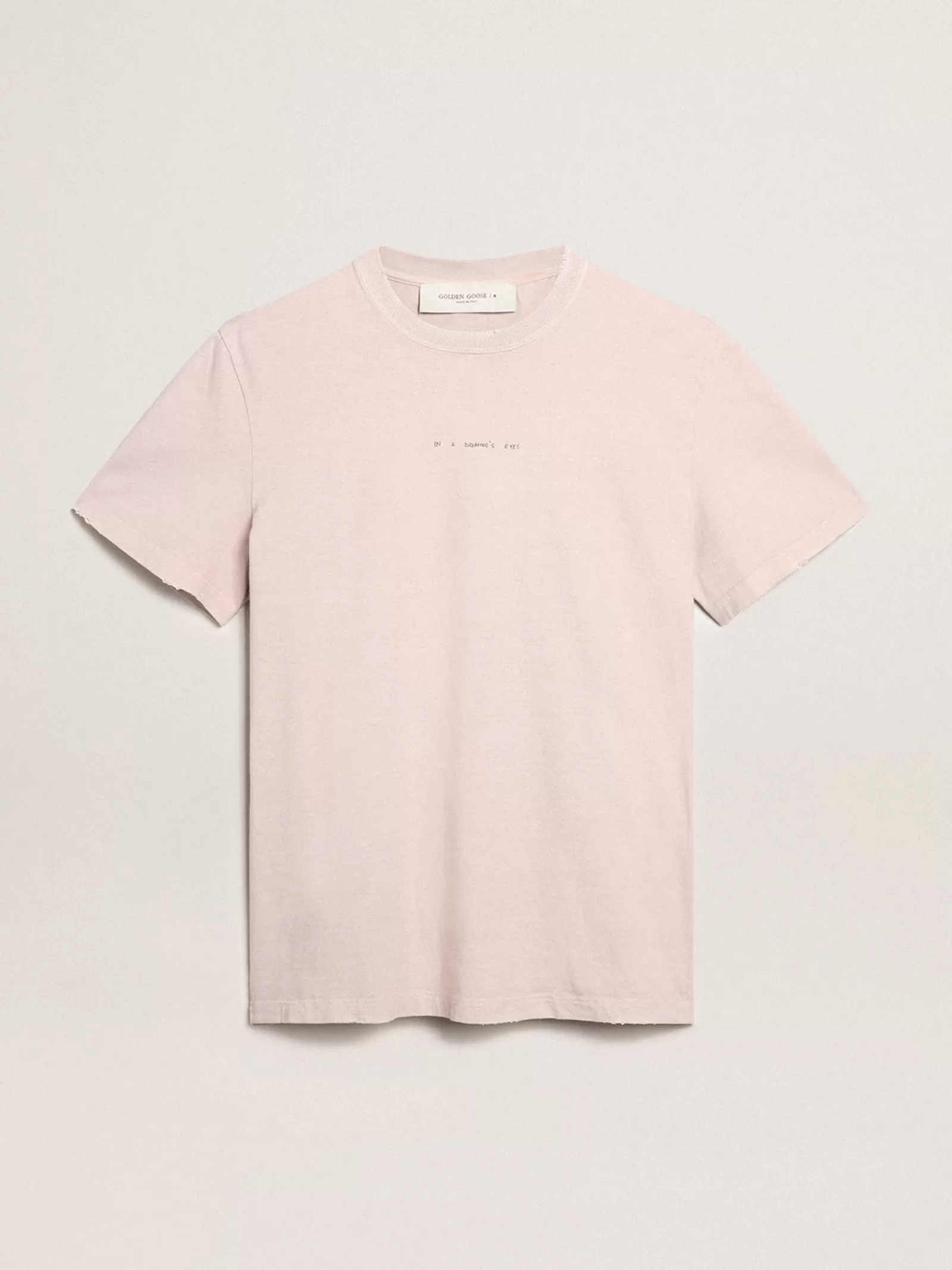 T-shirt rose pâle pour homme avec inscription au centre | Golden Goose Online