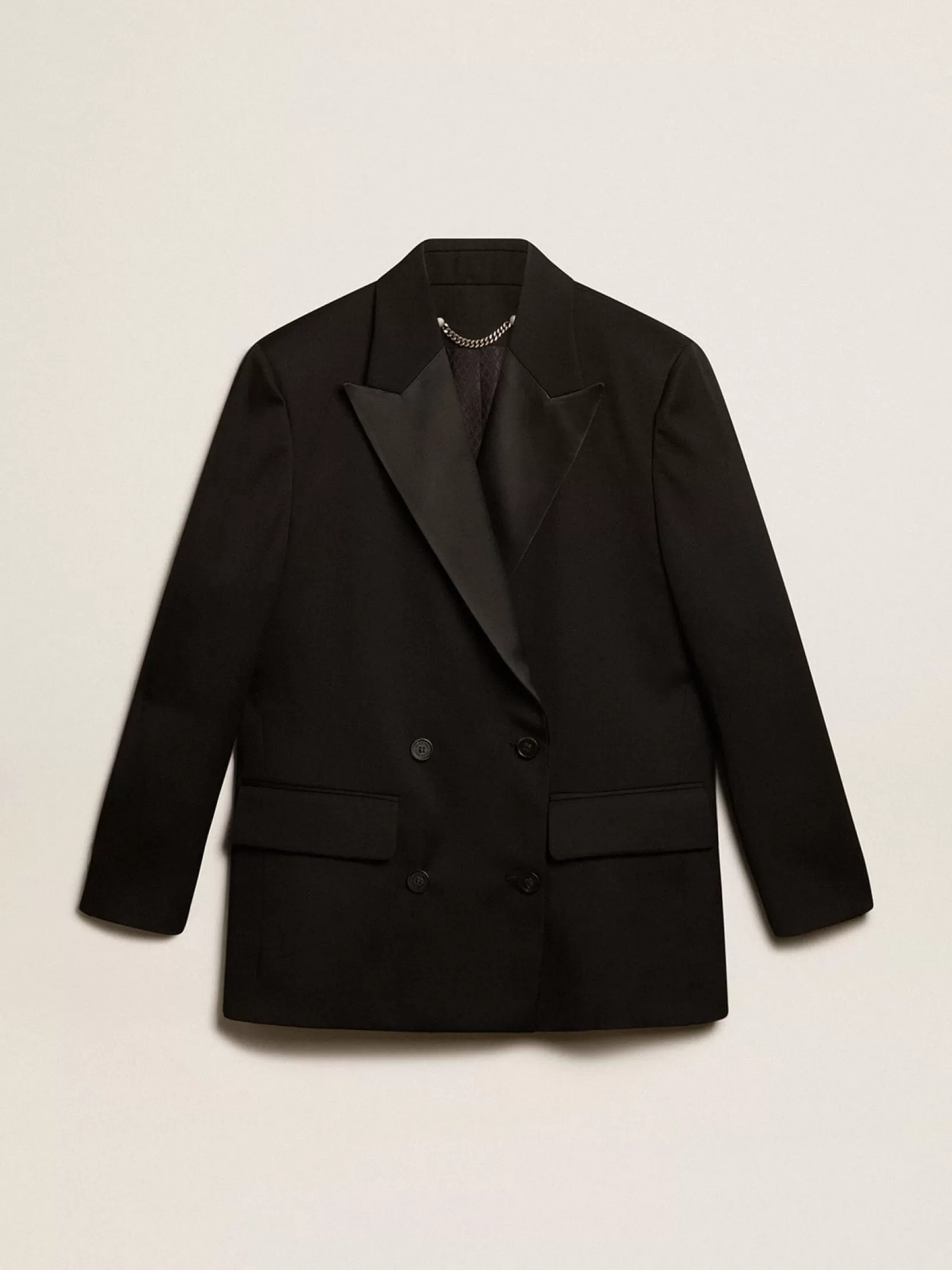 Veste de smoking femme en gabardine de laine noire | Golden Goose Outlet