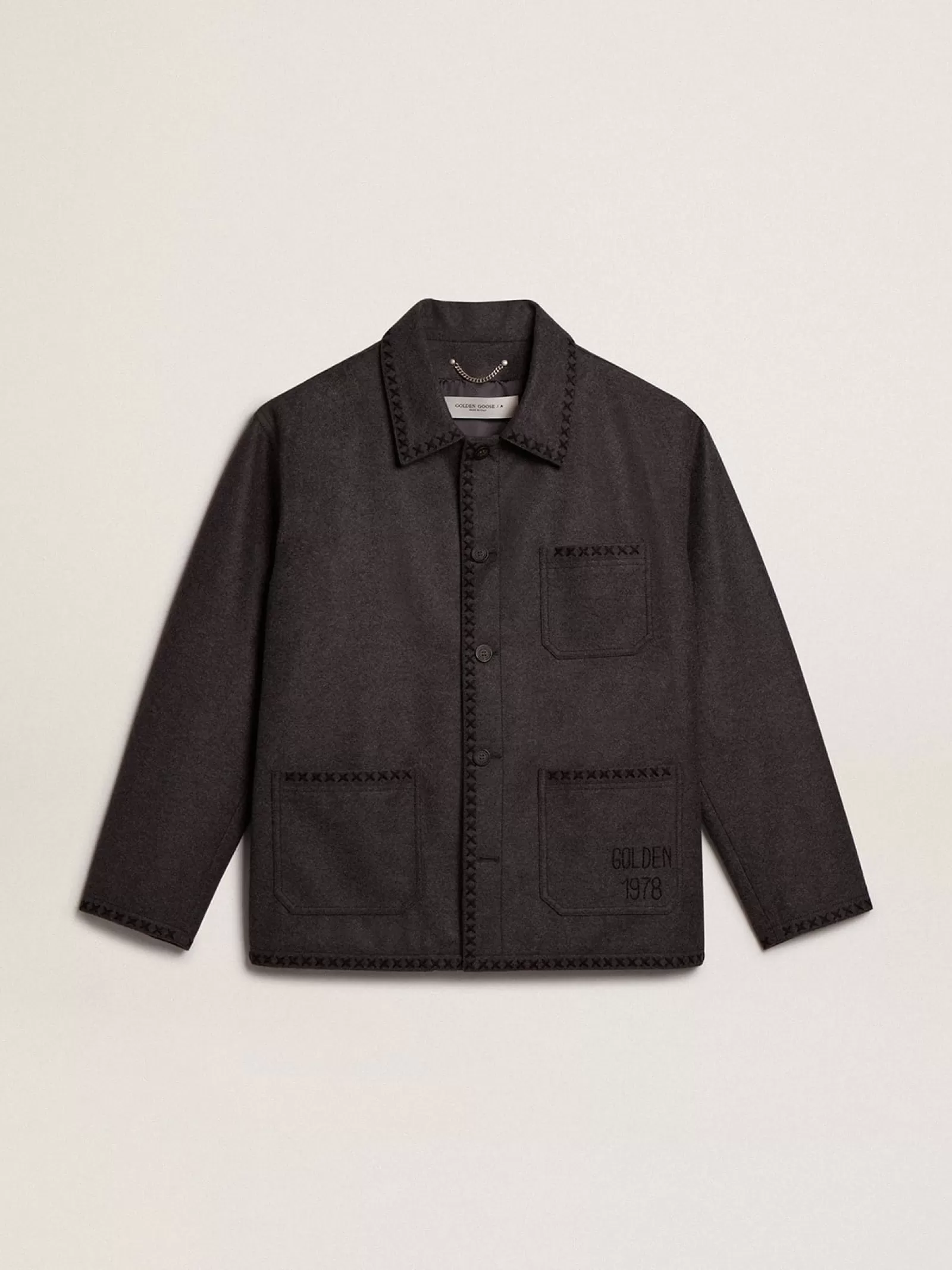 Veste en laine gris chiné à fermeture boutonnée | Golden Goose Discount