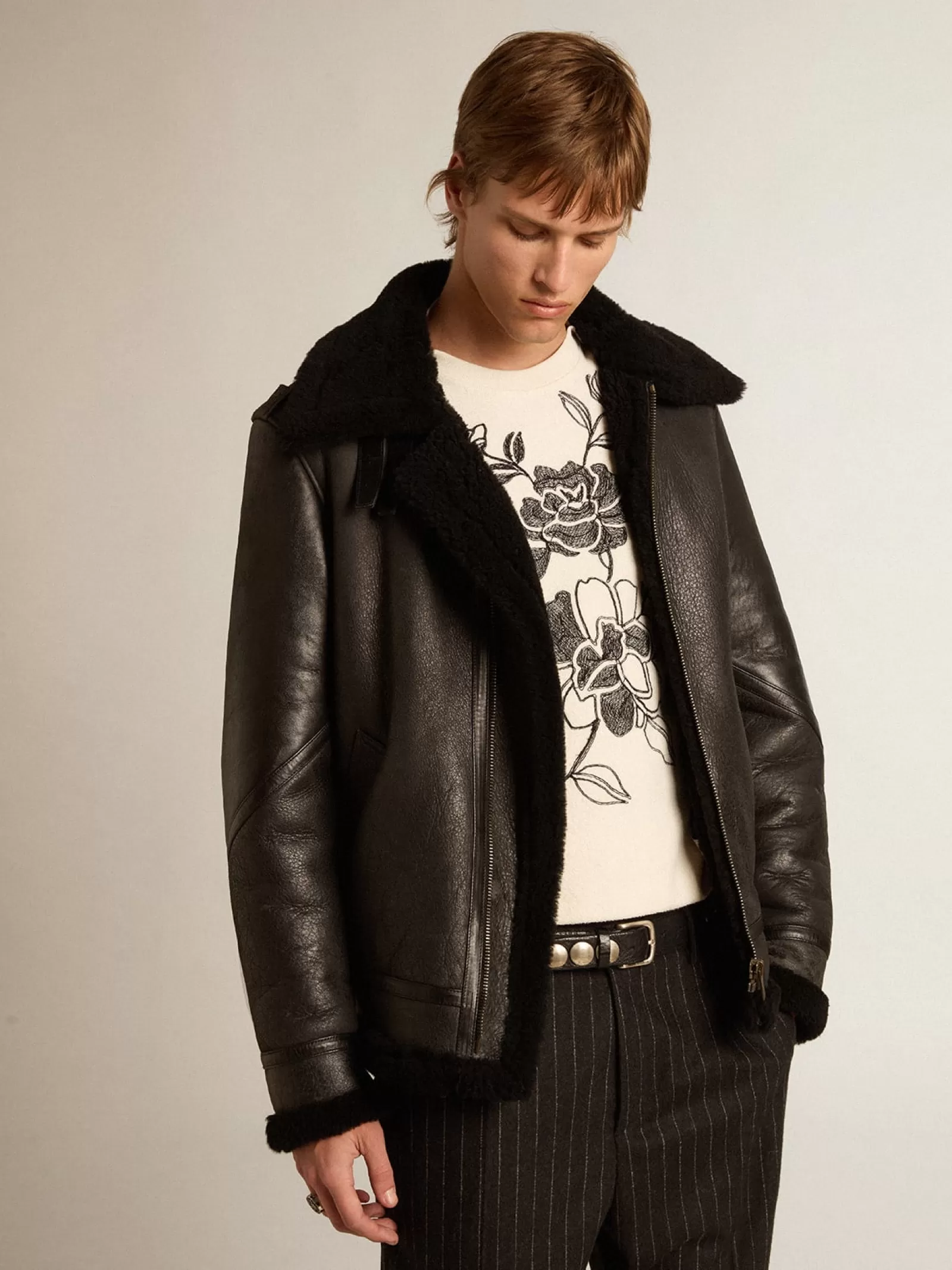 Veste noire en mouton | Golden Goose Store