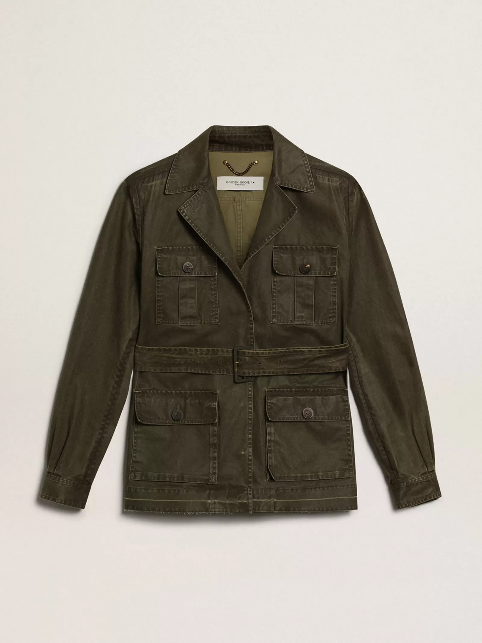 Veste saharienne homme en toile vert militaire | Golden Goose Outlet