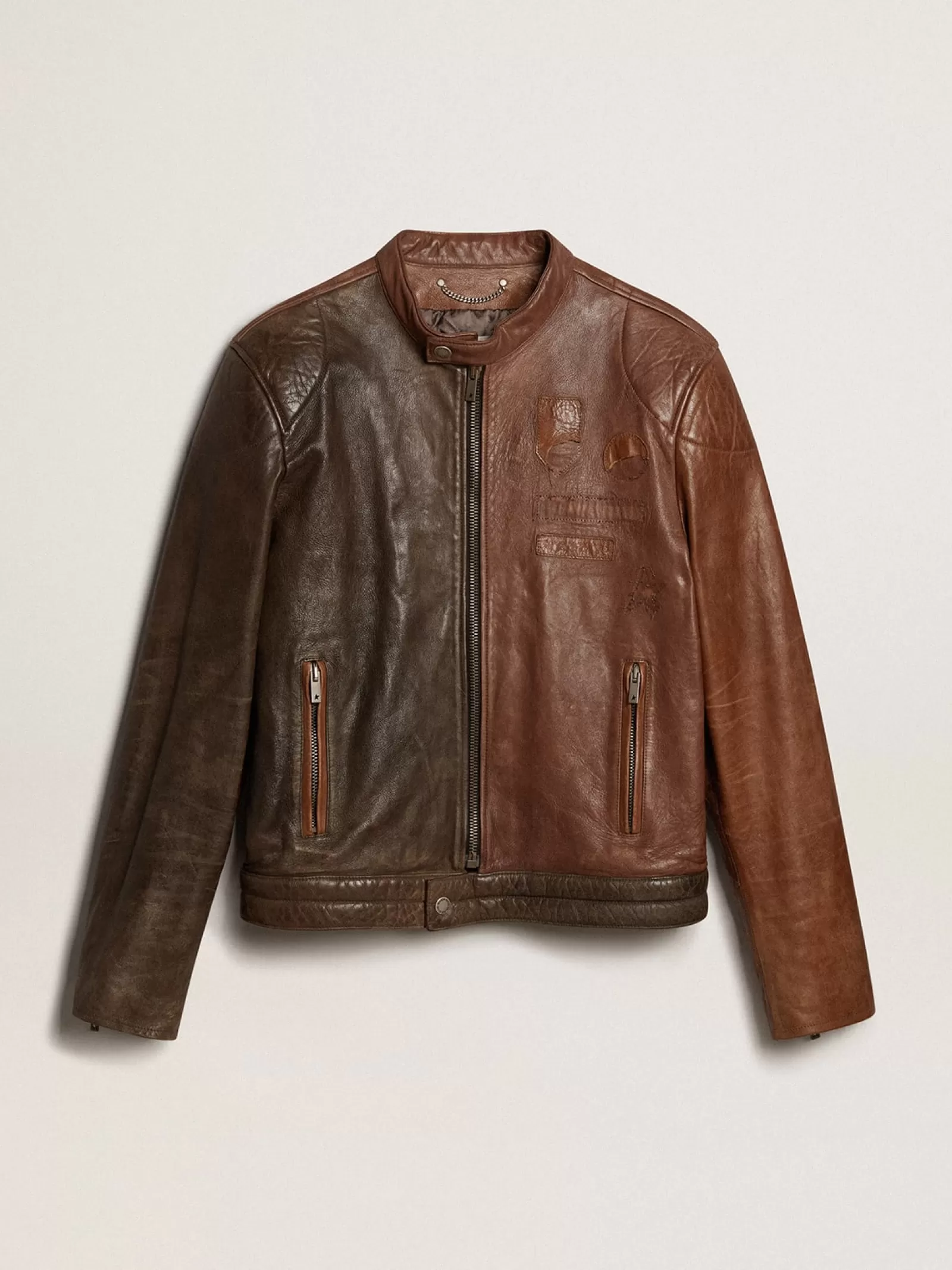 Veste style motard en nappa marron | Golden Goose Flash Sale